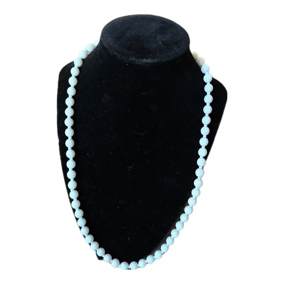 Milk Glass Beaded Necklace - Picture 1 of 2